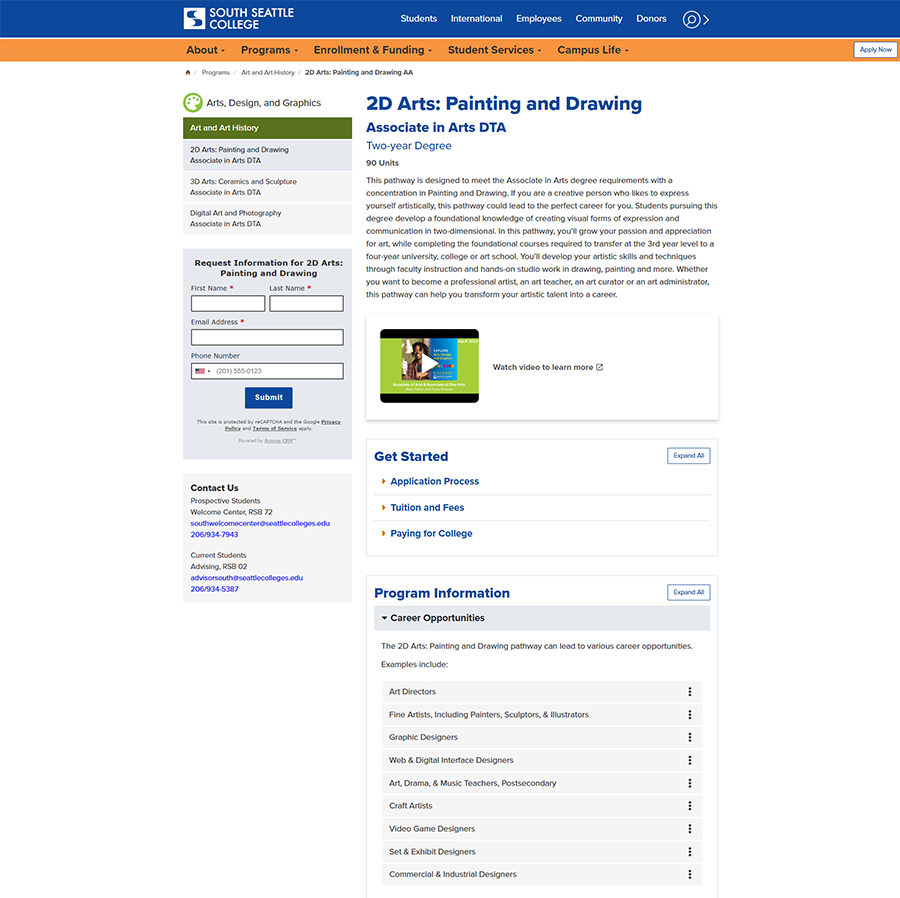 2D Arts top of overview page