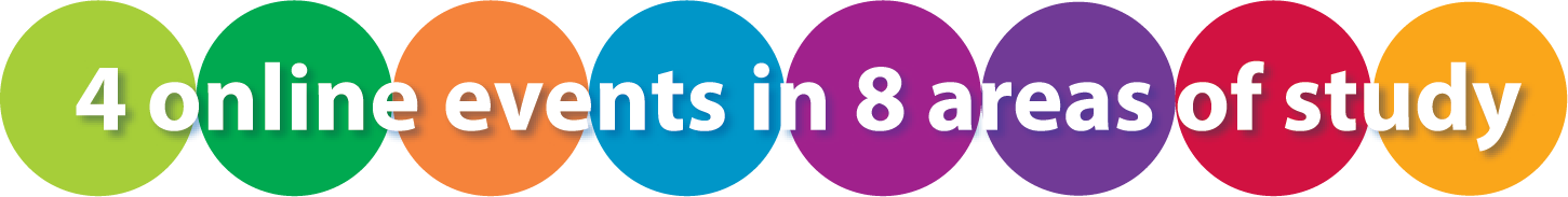 8 dots in a row that represent Seattle Colleges 8 areas of study and 130+ programs