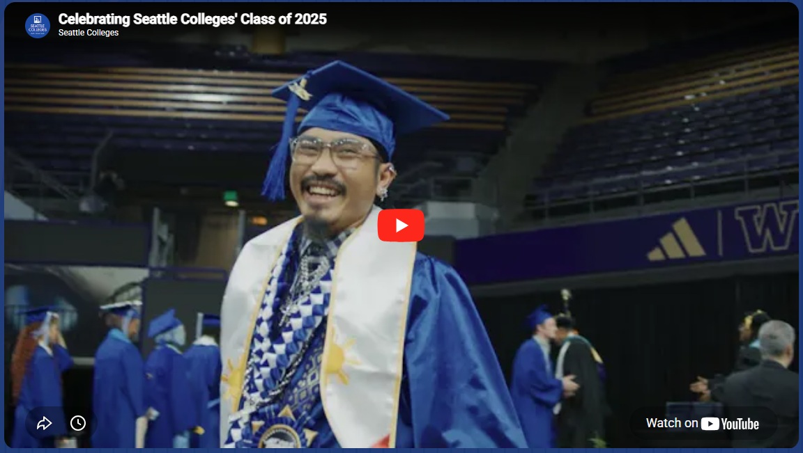 YouTube video thumbnail image of Smiling Student in cap and gown at Commencement 2025
