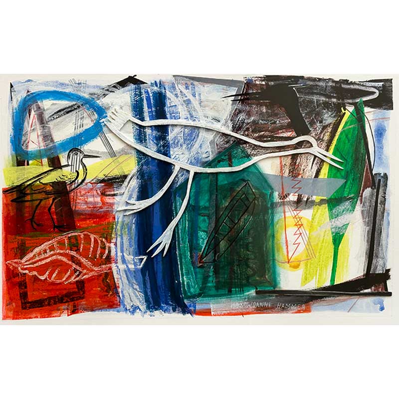 Painting by Joanne Hammer titled Birds of a Feather Oil and Wax on Paper 1992