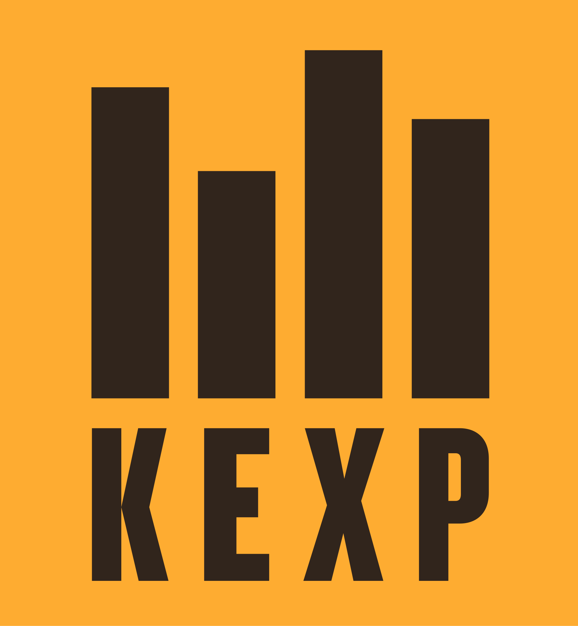 KEXP's logo, a Seattle-based radio station available online at kexp.org and on-air at 90.3FM