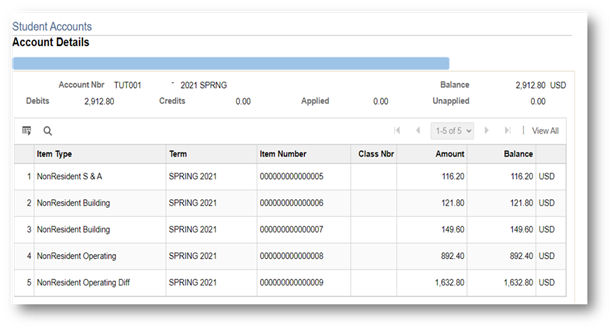 nonresident tuition detail screen capture