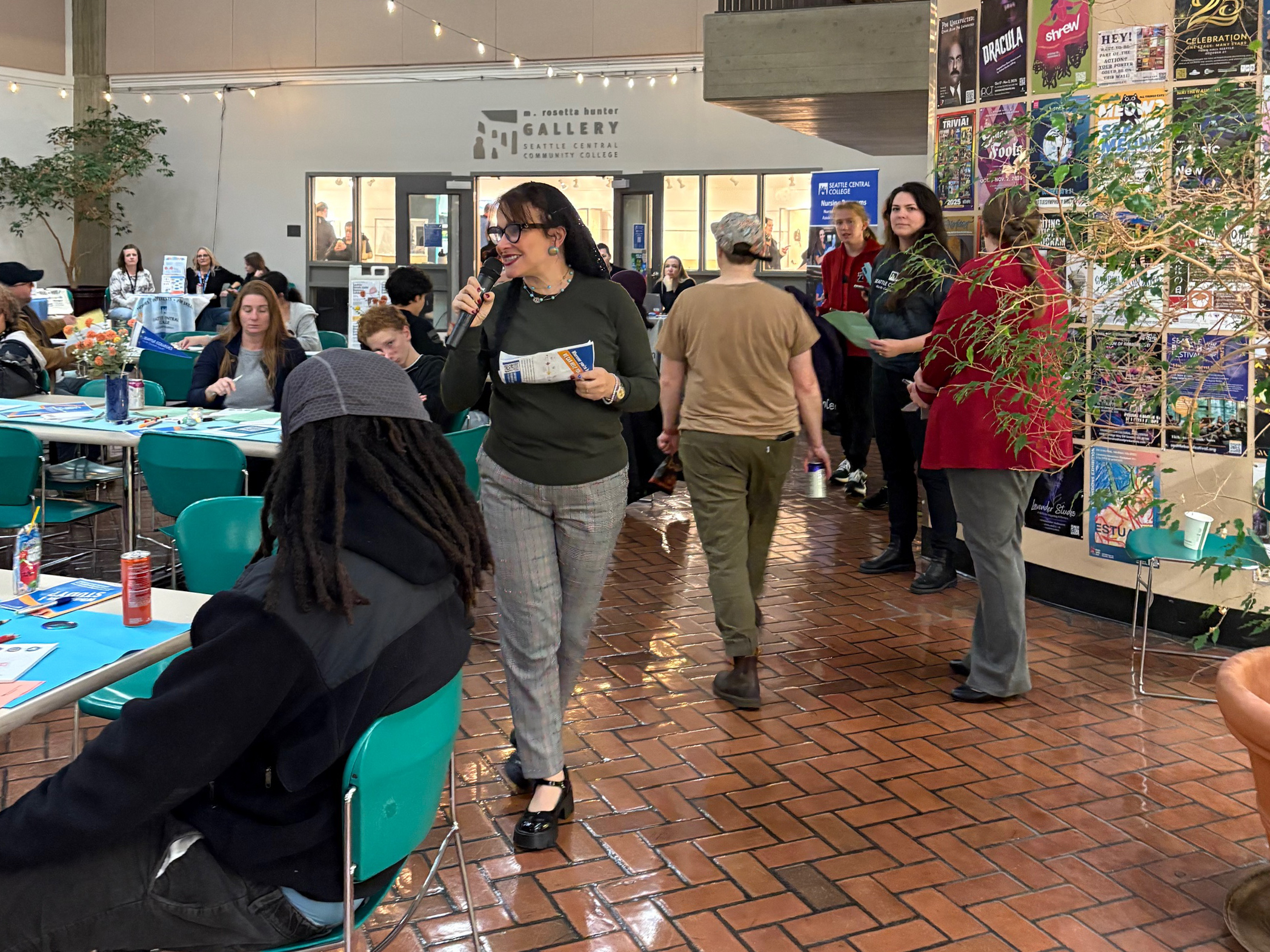 Dr. Dalia Sherif speaking at Seattle Central Colleges Family Night