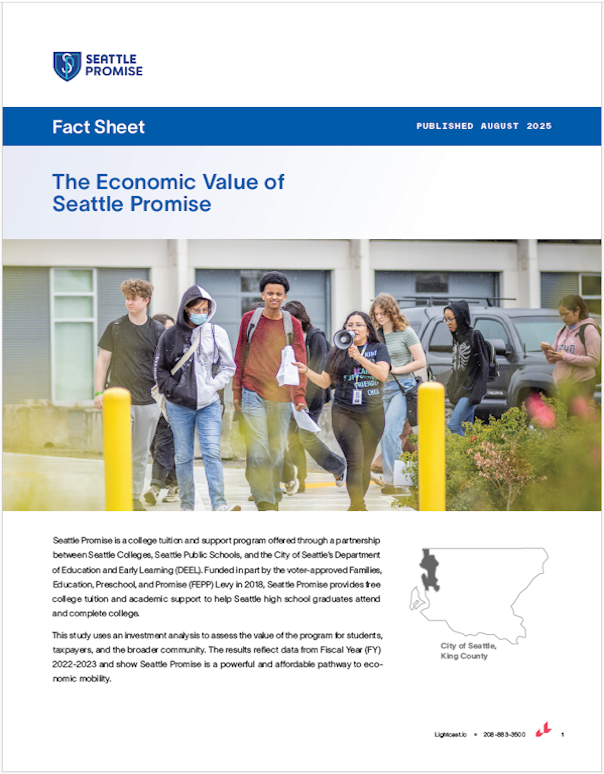 Cover of the Fact Sheet with the title The Economic Value of Seattle Promise