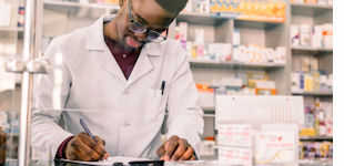 Healthcare worker in pharmacy