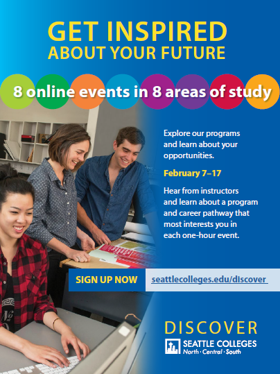 Discover Seattle Colleges - Image with three smiling students