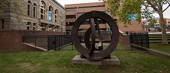 exterior modern art sculpture near Broadway Performance Hall at Seattle Central College