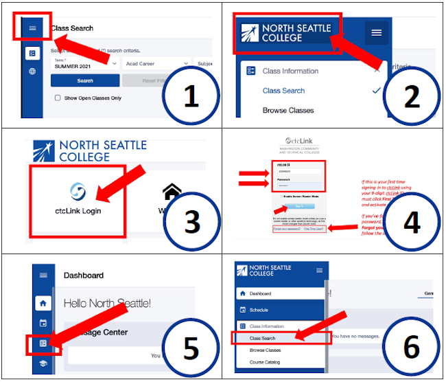 screen capture of log in steps