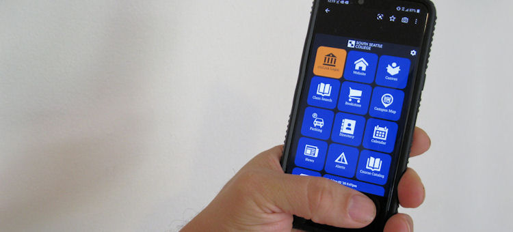 hand holding a smart phone with the ctcLink interface on it