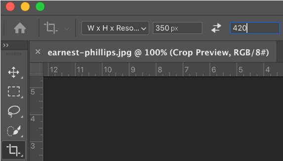 Photoshop crop tool interface/menu