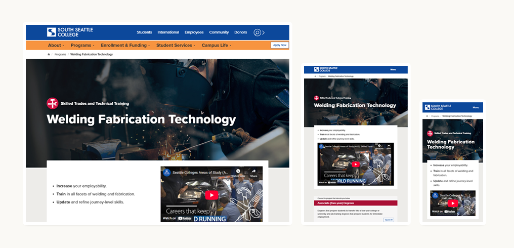 Program Overview page design device sizes