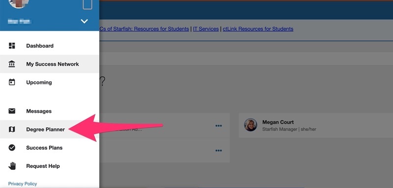 Select Degree Planner from the Starfish navigation menu.
