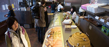 people at the Buzz pastry counter