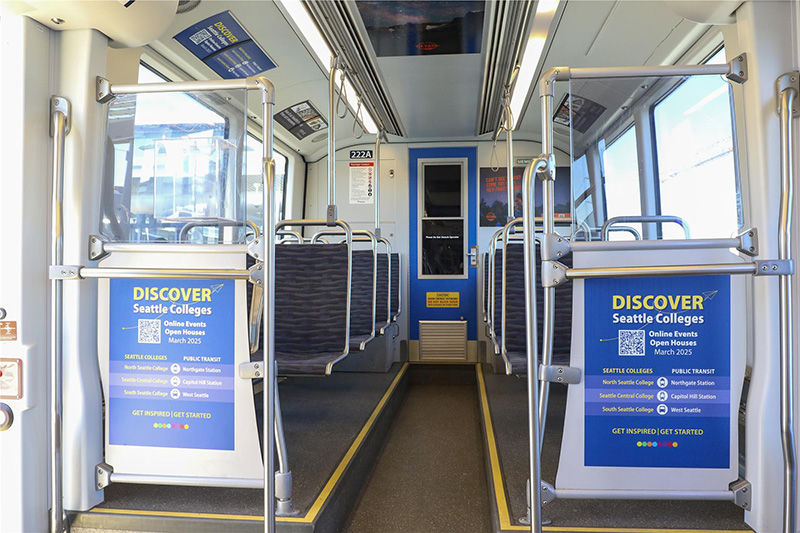 Discover Seattle Colleges transit interior posters